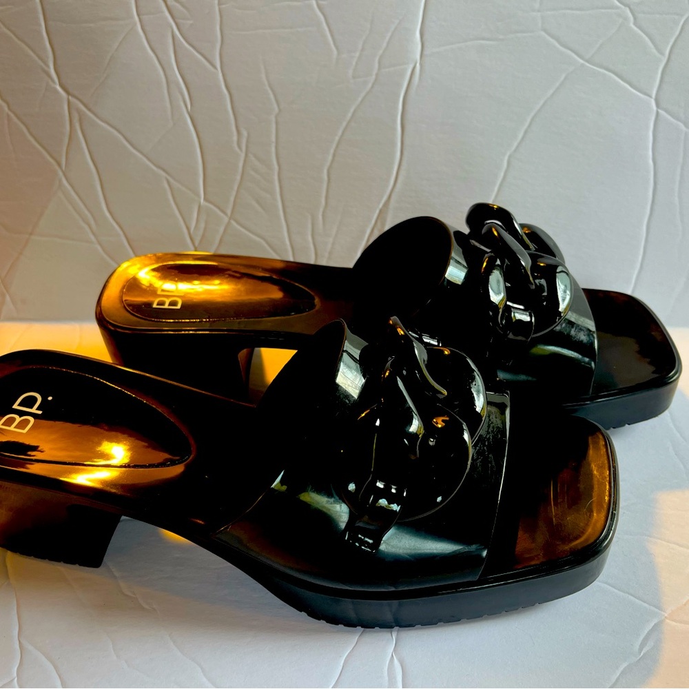 BP. Lollie Jelly Platform sandal. Size 9 black chunk heel.